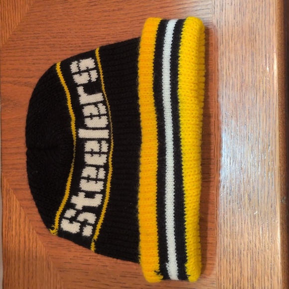 No Brand NFL Pittsburgh Steelers Knit Ski Cap Black/Gold Cuffed Adult One Size - Picture 5 of 6